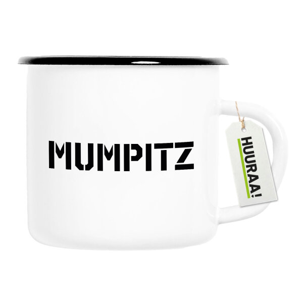 Emaille Tasse Mumpitz Schriftzug 300ml Vintage Emaille Becher