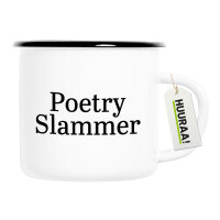 Emaille Tasse Poetry Slammer Schriftzug 300ml Vintage...