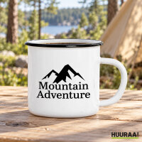 Emaille Tasse Mountain Adventure Berge in Wei&szlig;,...