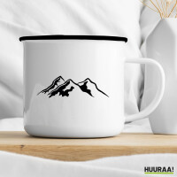 Emaille Tasse Berg Silhouette Mountain 300ml Vintage Emaille Becher