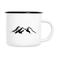 Emaille Tasse Berg Silhouette Mountain in Wei&szlig;,...