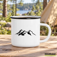 Emaille Tasse Berg Silhouette Mountain in Wei&szlig;,...