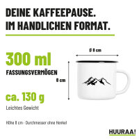 Emaille Tasse Berg Silhouette Mountain in Weiß, 300 ml