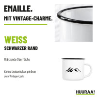 Emaille Tasse Berg Silhouette Mountain in Weiß, 300 ml