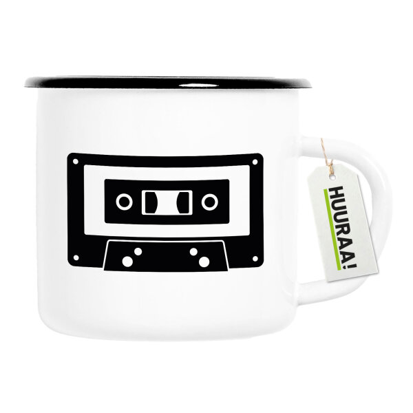 Emaille Tasse Kassette Tape 300ml Vintage Emaille Becher