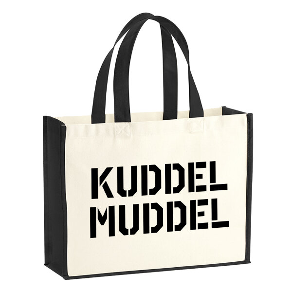 Jutetasche Kuddelmuddel Schriftzug 21 Liter Black