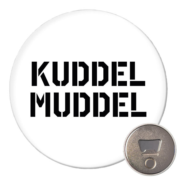 Magnet Kuddelmuddel Schriftzug 59mm Kühlschrankmagnet Flaschenöffner