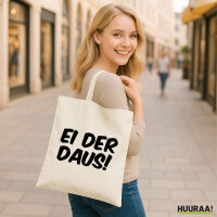 Jutebeutel Ei der Daus Schriftzug 10 Liter