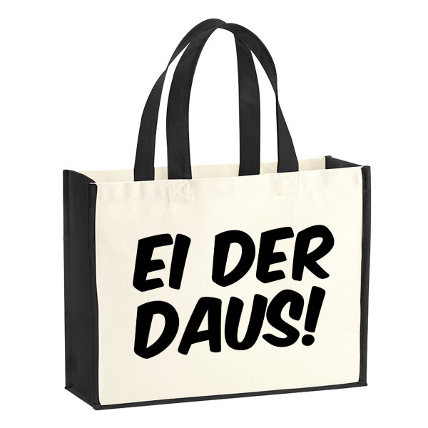 Jutetasche Ei der Daus Schriftzug 21 Liter Black