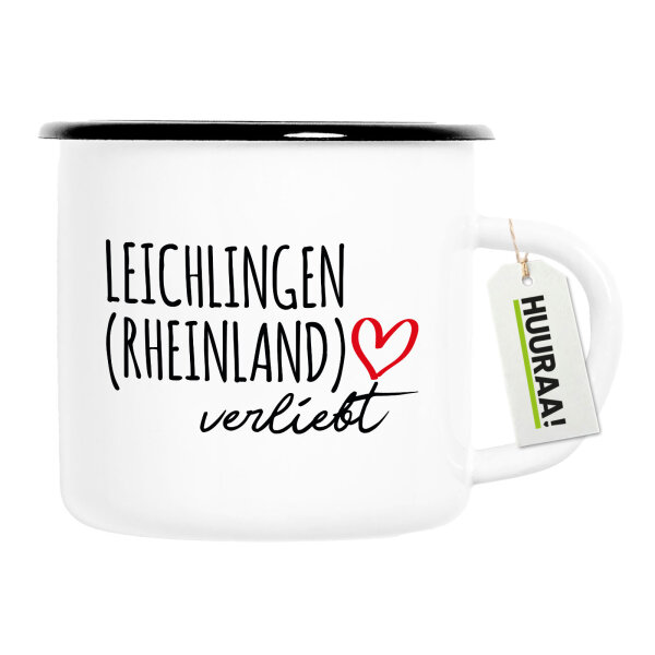 Emaille Tasse Leichlingen Rheinland verliebt 300ml Vintage Emaille Becher