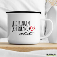 Emaille Tasse Leichlingen Rheinland verliebt 300ml Vintage Emaille Becher