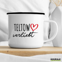 Emaille Tasse Teltow verliebt 300ml Vintage Emaille Becher