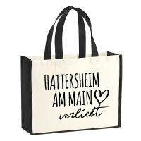 Jutetasche Hattersheim am Main verliebt 21 Liter Black