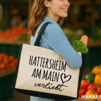 Jutetasche Hattersheim am Main verliebt 21 Liter Black