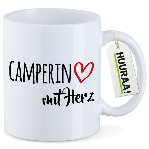 Kaffeetasse Camperin mit Herz 330ml