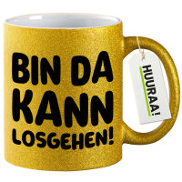 Glitzertasse Bin da  kann losgehen 330ml