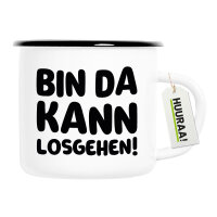 Emaille Tasse Bin da  kann losgehen 300ml Vintage Emaille...