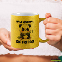 Glitzertasse Halt die Fresse grimmiger Panda 330ml