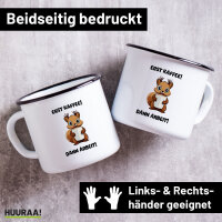 Emaille Tasse Erst Kaffee dann Arbeit Eichhörnchen...