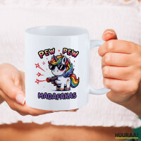 Kaffeetasse Pew Pew Madafakas cooles Einhorn 330ml