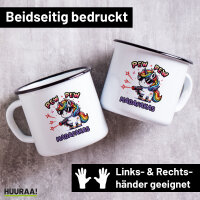 Emaille Tasse Pew Pew cooles Einhorn 300ml Vintage...