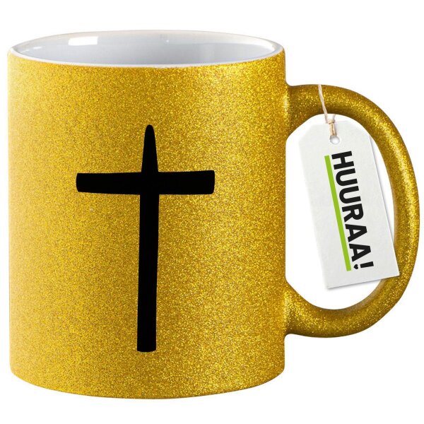 Glitzertasse Kreuz Christentum 330ml