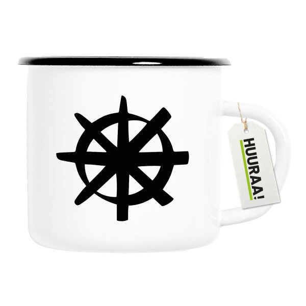 Emaille Tasse Dharma Rad Yoga 300ml Vintage Emaille Becher