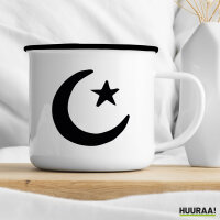 Emaille Tasse Halbmond und Stern Islam 300ml Vintage Emaille Becher