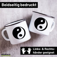Emaille Tasse Yin und Yang Taoismus 300ml Vintage Emaille...