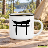 Emaille Tasse Torii Shintoismus in Wei&szlig;, 300 ml
