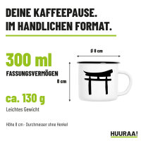 Emaille Tasse Torii Shintoismus in Weiß, 300 ml