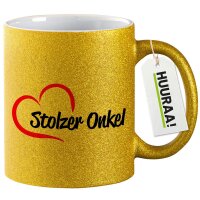 Glitzertasse Stolzer Onkel Herz 330ml