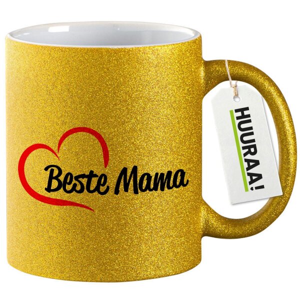 Glitzertasse Beste Mama Herz 330ml