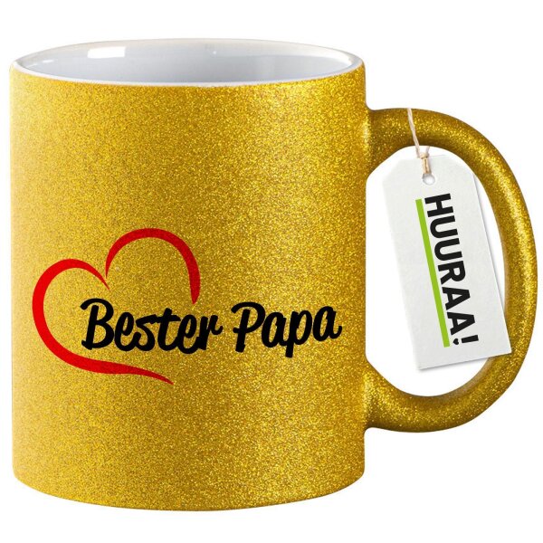 Glitzertasse Bester Papa Herz 330ml