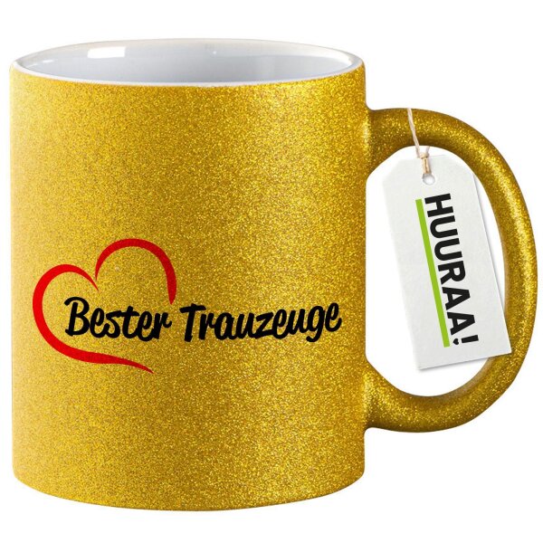 Glitzertasse Bester Trauzeuge Herz 330ml