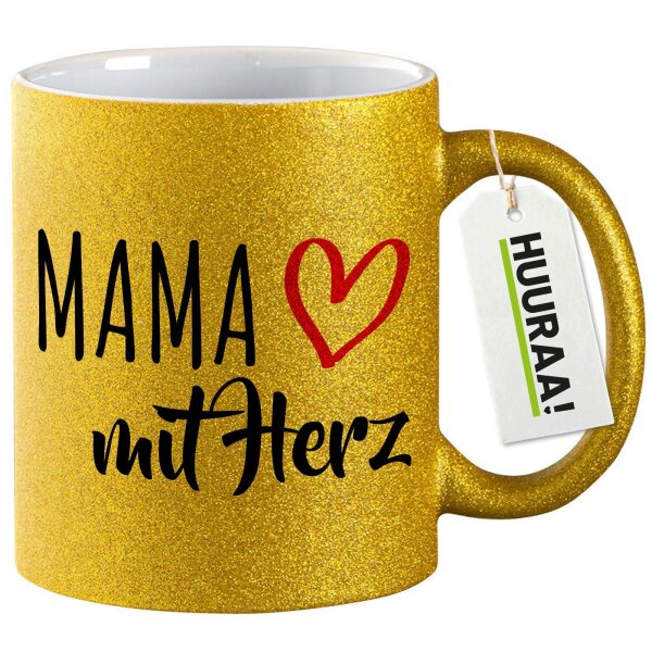 Glitzertasse Mama mit Herz 330ml