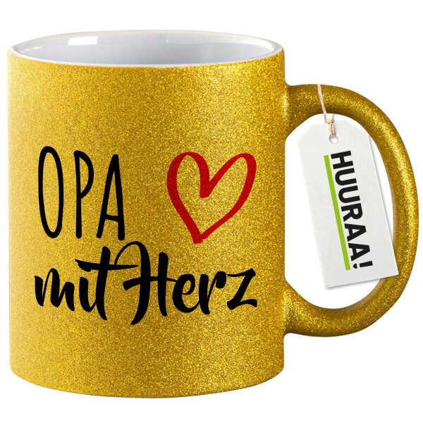 Glitzertasse Opa mit Herz 330ml