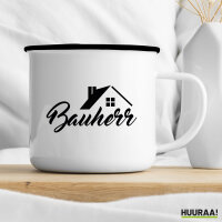 Emaille Tasse Bauherr  300ml Vintage Emaille Becher