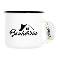 Emaille Tasse Bauherrin  300ml Vintage Emaille Becher