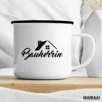 Emaille Tasse Bauherrin  300ml Vintage Emaille Becher