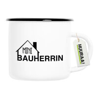 Emaille Tasse Mini Bauherrin  300ml Vintage Emaille Becher