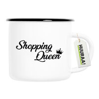 Emaille Tasse Shopping Queen  300ml Vintage Emaille Becher