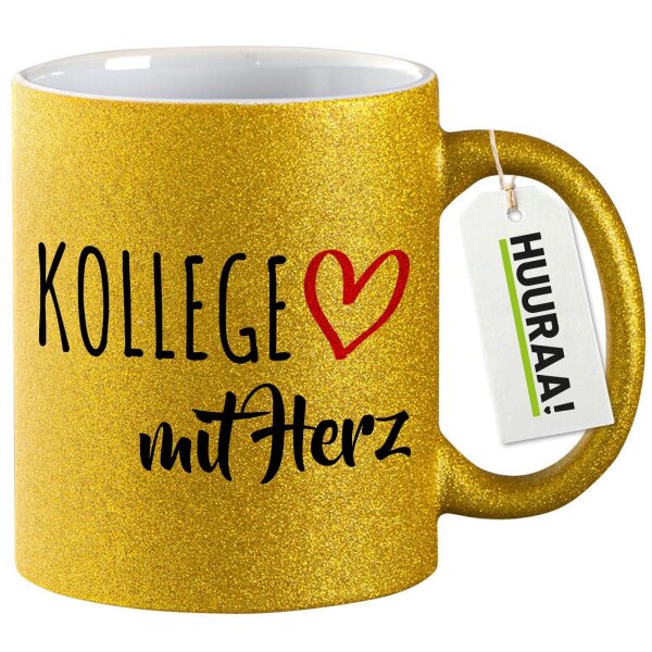 Glitzertasse Kollege mit Herz 330ml
