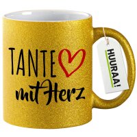 Glitzertasse Tante mit Herz 330ml