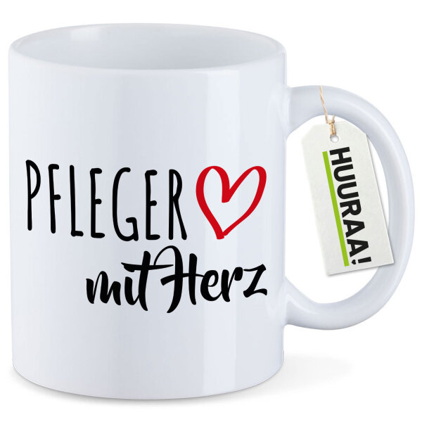 Kaffeetasse Pfleger mit Herz 330ml