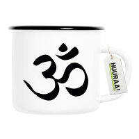 Emaille Tasse Yoga-Om Symbol 300ml Vintage Emaille Becher