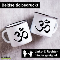 Emaille Tasse Yoga-Om Symbol 300ml Vintage Emaille Becher