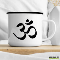 Emaille Tasse Yoga-Om Symbol 300ml Vintage Emaille Becher