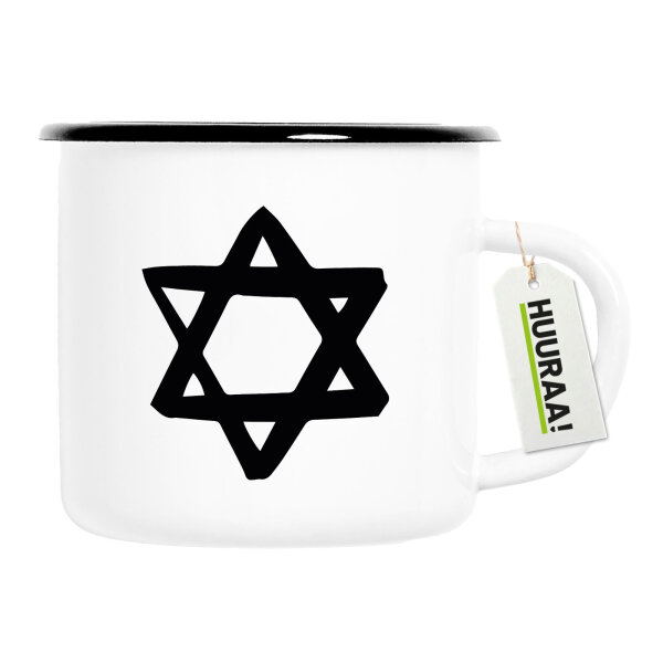 Emaille Tasse Davidstern Judentum 300ml Vintage Emaille Becher