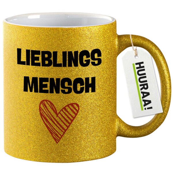 Glitzertasse Lieblingsmensch Herz 330ml
